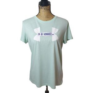 Under Armour Womens Tee S Mint Green UA Logo Loose Fit Athletic Iconic T-Shirt
